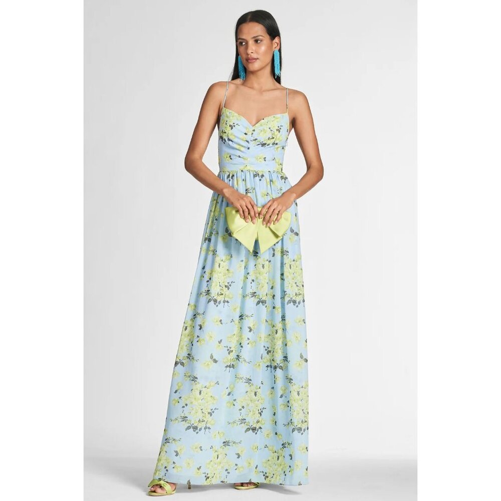 SACHIN & BABI Sienna Floral Gown in Sky Citrine Floral Size US 4